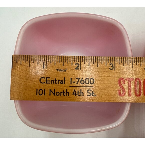 Two Vtg Pyrex #407 7oz Red Square Hostess Ramekin Snack Dish Bowls - Picture 9 of 9